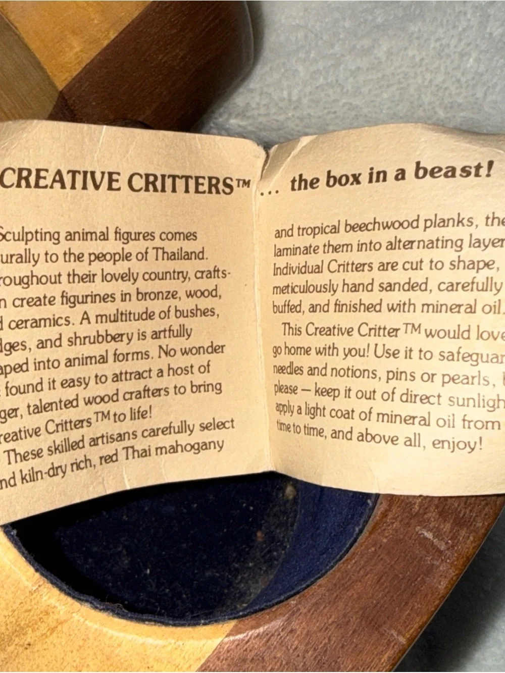 Handcrafted Creative Critters Tropical Wood Animal Figurine Puzzle Jewelry Box
